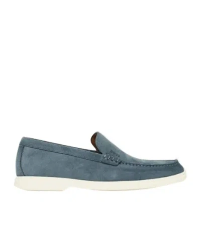 Hugo Boss Suede Contrasting-sole Loafers In Open Blue