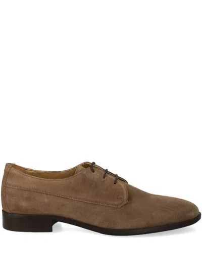 Hugo Boss Suede Derby Shoes In Brown