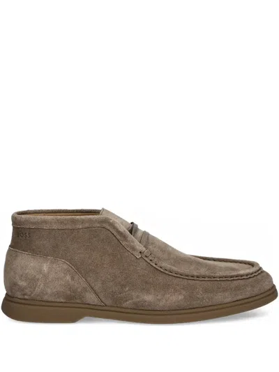 Hugo Boss Suede Desert Boots In Brown