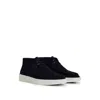 Hugo Boss Suede Desert Boots With Rubber Sole In Dark Blue