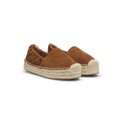 Hugo Boss Suede Espadrilles With Jute Midsole In Brown