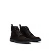 Hugo Boss Suede Half Boots With Side Zip And Signature Accents In Brown