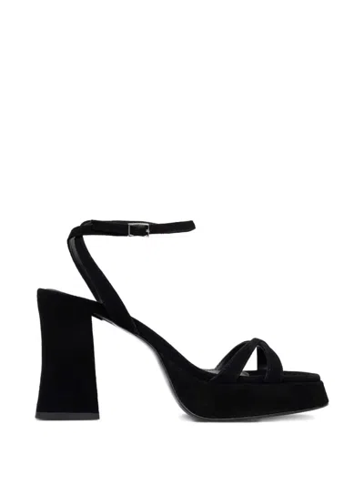 Hugo Boss Suede Heeled Sandals In Black