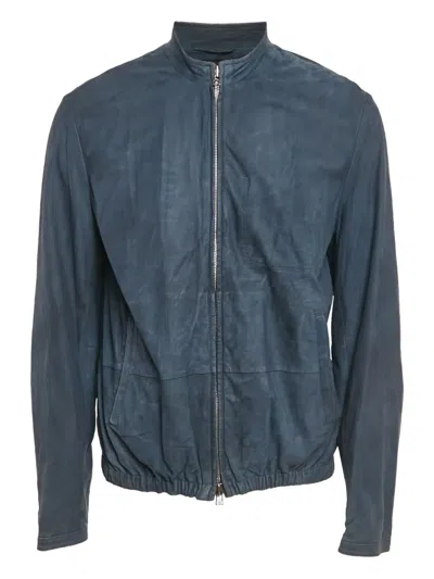 Pre-owned Hugo Boss Suede Jacket In Blue