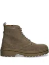 Hugo Boss Suede Lace-up Boots With Rubber Outsole In Green