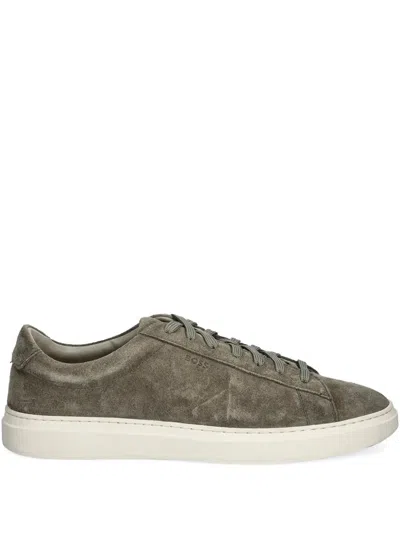 Hugo Boss Suede Lace-up Sneakers In Green