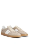 Hugo Boss Suede-leather Lace-up Trainers With Branding In Beige