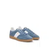 Hugo Boss Suede-leather Lace-up Trainers With Branding In Blue