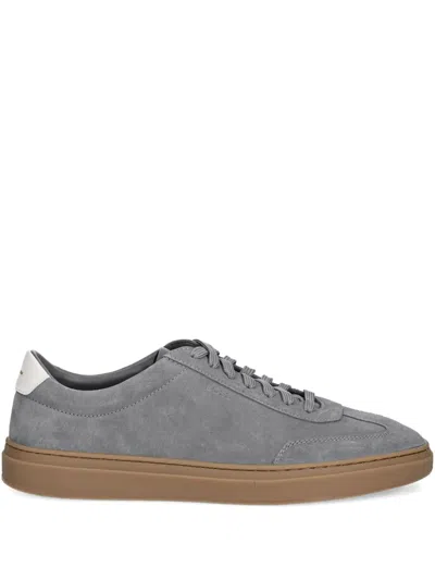 Hugo Boss Suede Leather Low-top Sneakers In Gray