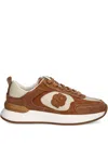Hugo Boss Suede-leather Monogram Sneakers In Brown