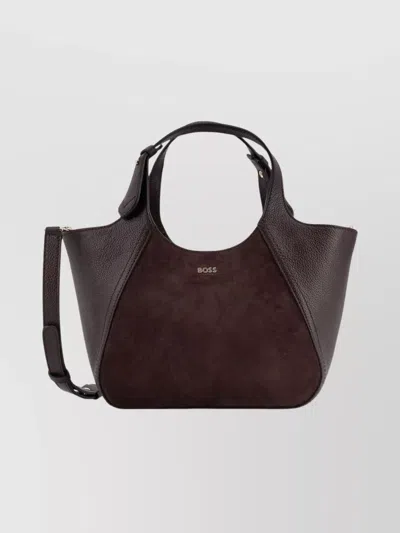 Hugo Boss Suede Leather Shoulder Bag And Handles