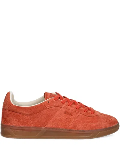 Hugo Boss Suede Leather Sneakers In Orange