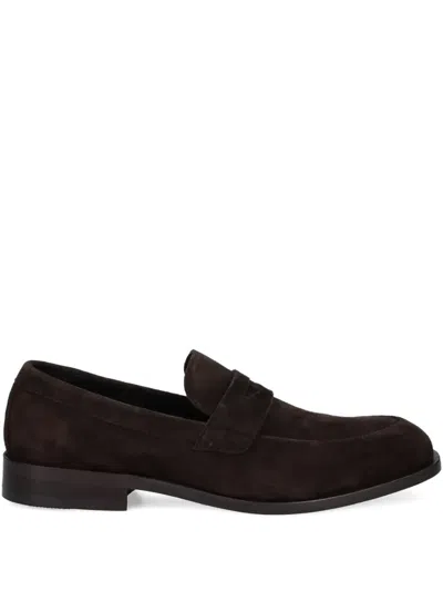Hugo Boss Suede Loafers In Brown