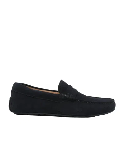 Hugo Boss Suede Loafers In Black