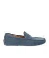 Hugo Boss Portuguese-crafted Moccasin Loafers In Suede With Penny Trim In Blue