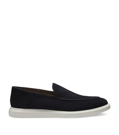 Hugo Boss Suede Loafers In Blue