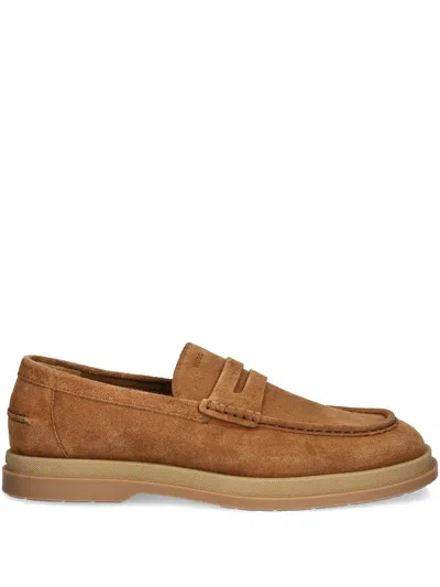Hugo Boss Suede Loafers In Brown