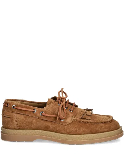 Hugo Boss Suede Loafers In Brown