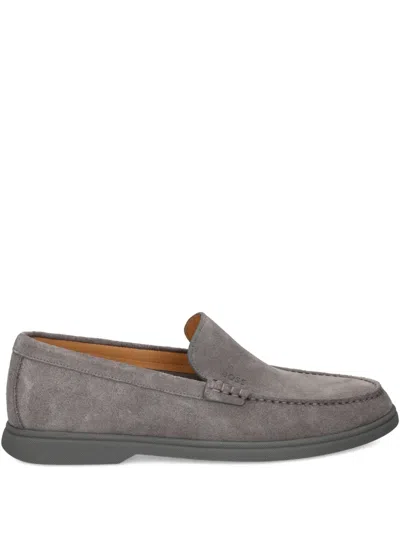 Hugo Boss Suede Loafers In Gray