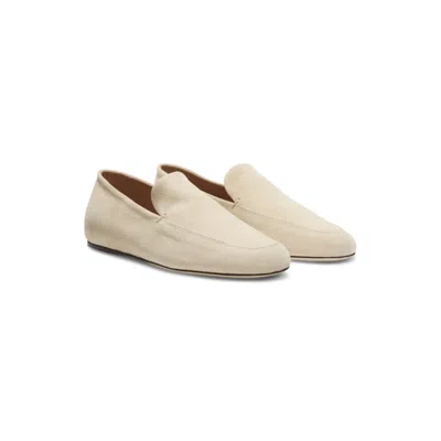 Hugo Boss Suede Loafers With Leather Outsole In Neutral