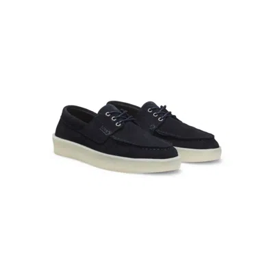 Hugo Boss Suede Loafers With Slightly Translucent Sole In Black