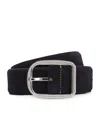 Hugo Boss Italian-made Suede Belt With Frame Buckle In Navy