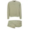 Hugo Boss Suede-look Pajamas In Cotton With Embroidered Logos In Multi