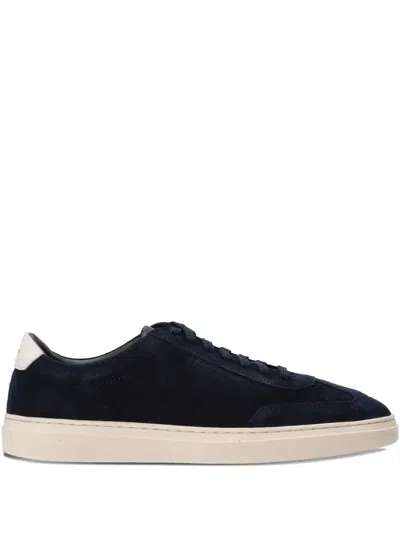 Hugo Boss Suede Low-top Sneakers In Blue