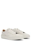 Hugo Boss Suede Low-top Trainers With Branded Lace Loop In White