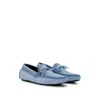 Hugo Boss Suede Moccasins With Buckled Upper Strap In Blue