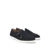 Hugo Boss Suede Monk Shoe With Contrast Outsole In Blue