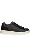 Hugo Boss Suede-panel Lace-up Sneakers In Black