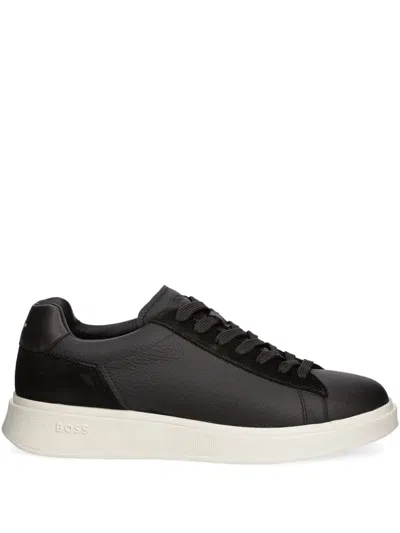 Hugo Boss Suede-panel Lace-up Sneakers In Black