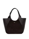 Hugo Boss Tote Bag In Suede And Leather In Brown