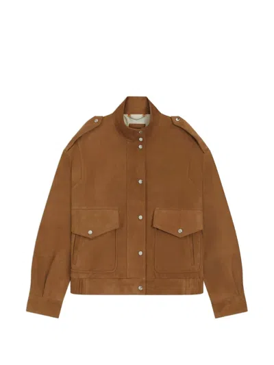 Hugo Boss Suede Panelled Jacket In Brown