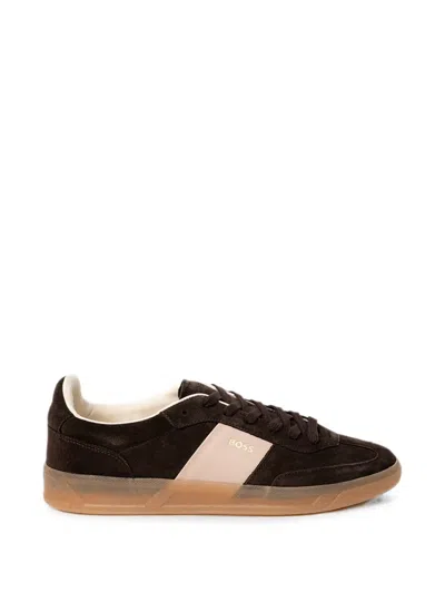 Hugo Boss Suede Panelled Sneakers In Multi