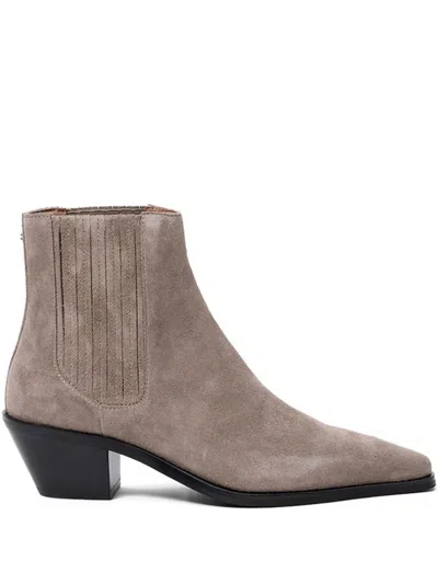 Hugo Boss Suede Pointed-toe Ankle Boots In Brown