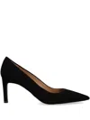 Hugo Boss Suede Pointed-toe Pumps With 7cm Heel In Black