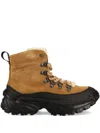 Hugo Boss Suede Shearling-lined Hiking Boots In Brown