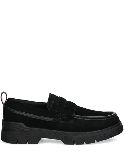 Hugo Boss Suede Slip-on Loafers In Black