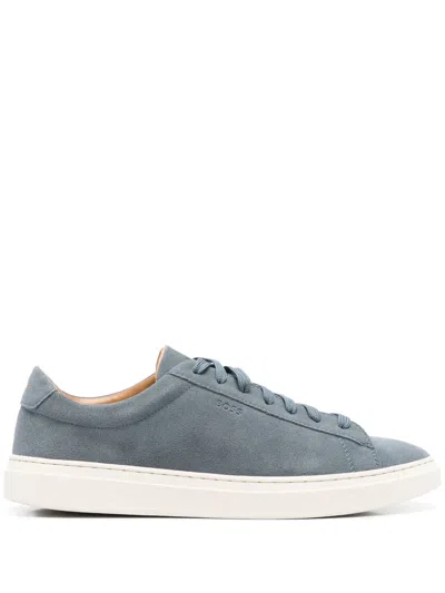 Hugo Boss Suede Sneakers In Blue