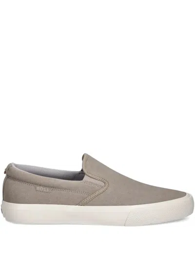 Hugo Boss Suede Sneakers In Neutral