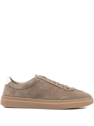 Hugo Boss Suede Sneakers In Burgundy