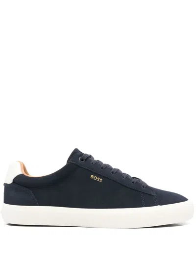 Hugo Boss Suede Sneakers In Blue