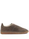 Hugo Boss Logo-print Suede Sneakers In Brown
