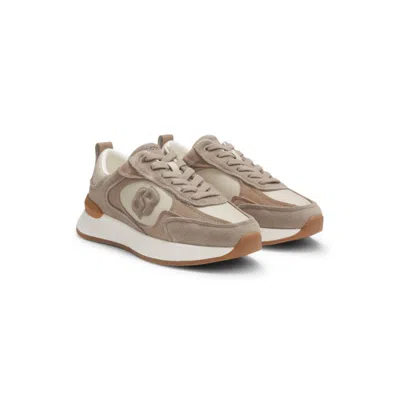 Hugo Boss Suede-trim Trainers With Double B Monogram In Multi