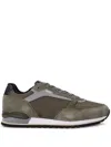Hugo Boss Suede-trimmed Mesh Sneakers In Green