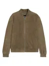 Hugo Boss Suede Zip-front Bomber Jacket In Brown