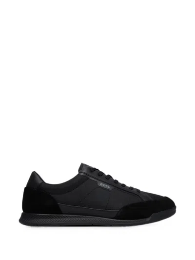 Hugo Boss Black Suede-trim Ribbed Sole Sneakers