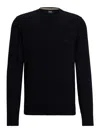 Hugo Boss Cotton-jersey Regular-fit Sweatshirt With Embroidered Logo In Azul Oscuro